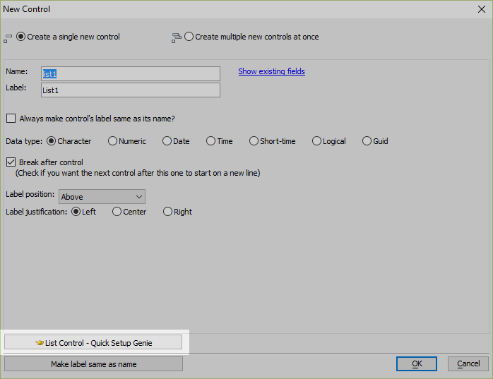 Create a new List Control